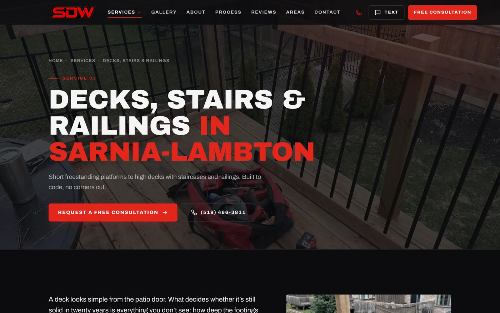 Sarnia Deck Works service page